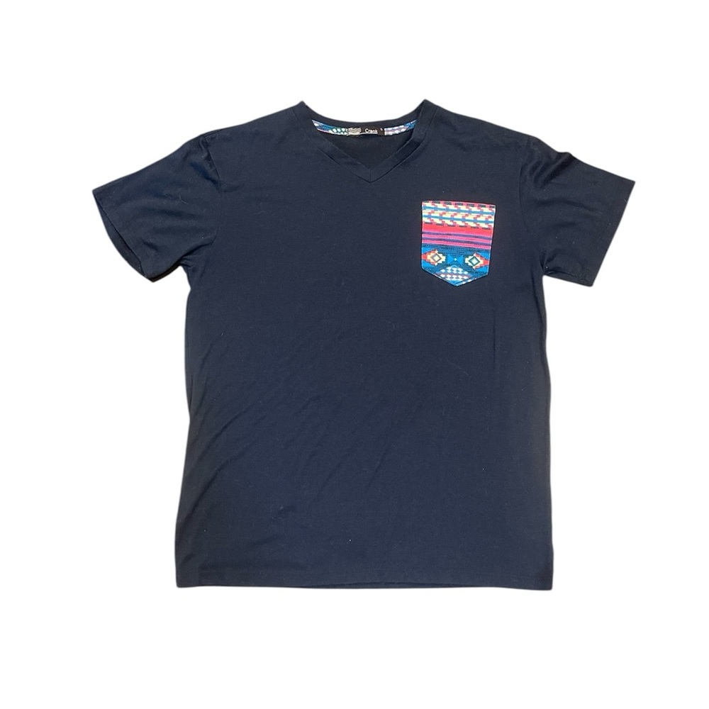 Crank V-Neck T-Shirt Navy Medium